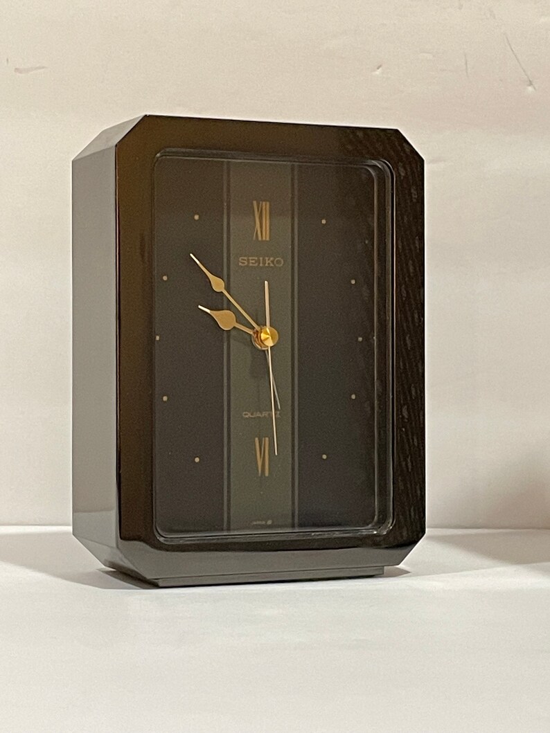 Vintage Seiko Quartz Desk Clock QEJ135K 30004L Black Finish Etsy