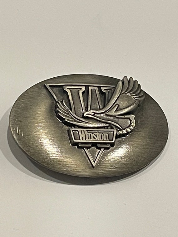 Winston Flying Eagle Oval Silver Tone Metal Belt B