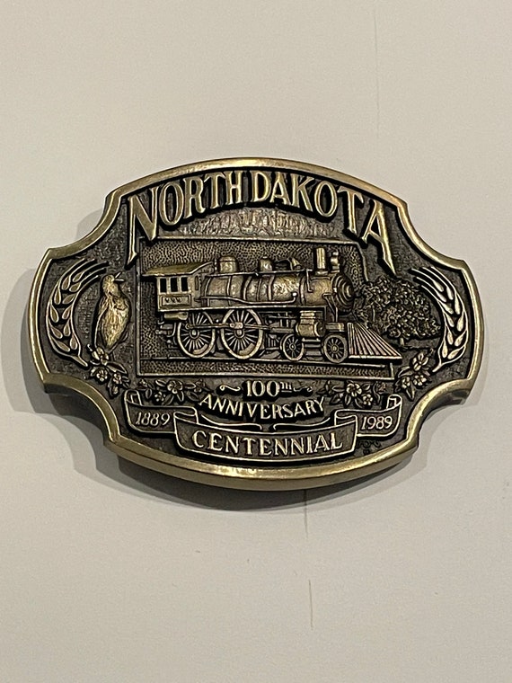 NORTH DAKOTA 100 Anniversary AWD Solid Brass Belt… - image 1