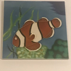 Ian Weinberg Clown Fish Wall Hanging Ceramic Art Tile VINTAGE UNIQUE RARE