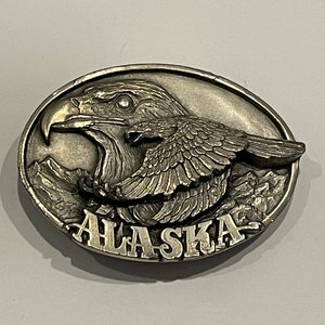 ALASKA BALD EAGLE Siskiyou Pewter Metal Belt Buckle 1989 Vintage Unique Rare