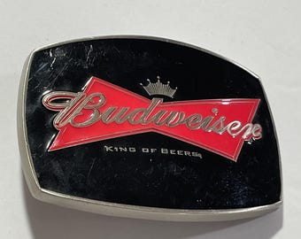 BUDWEISER KING of BEERS Spec-Cast Metal Belt Buckle Vintage Unique Rare