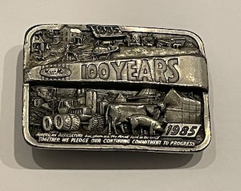 MOOR MAN'S 100 ANNIVERSARY 1885-1985 American Agriculture Metal Belt Buckle Vintage Unique Rare