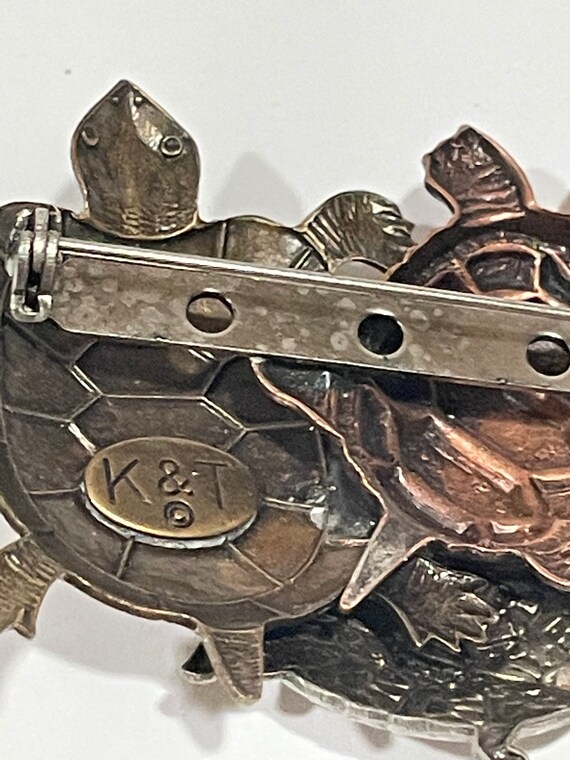 Tricolor Metal Turtle Triple Turtles Brooch Pin S… - image 6