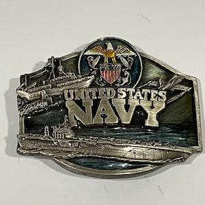 United States NAVY Enamel Pewter Belt Buckle Siskiyou 1987 VINAGE UNQIUE Rare