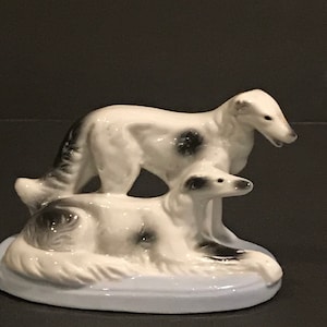 Greyhound Two Dogs Porcelain Figurine Made in Japan Vintage Unique Rare
