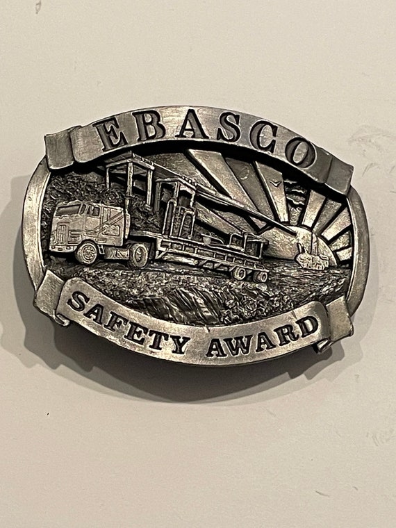EBASCO SAFETY AWARD Metal Belt Buckle Vintage Uni… - image 1