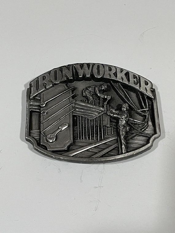 Iron Worker Siskiyou Pewter Metal Belt Buckle 199… - image 1