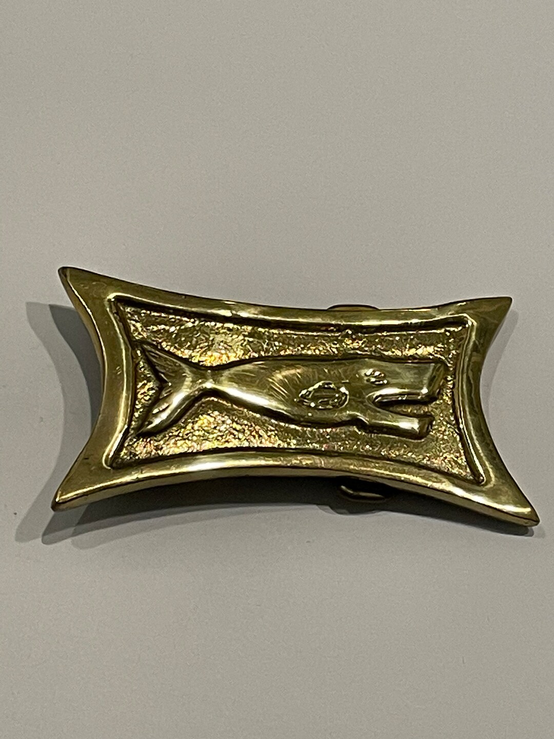 PENCO Sperm Whale Solid Brass Belt Buckle Vintage Unique  display picture 3