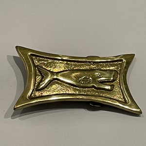 PENCO Sperm Whale Solid Brass Belt Buckle Vintage Unique Rare