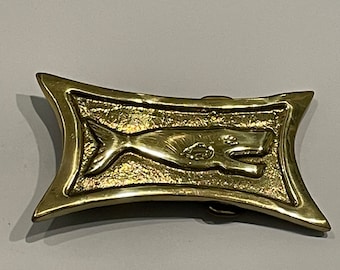 PENCO Sperm Whale Solid Brass Belt Buckle Vintage Unique Rare