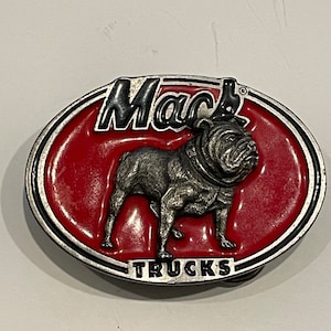 MACK TRUCKS BULDOG Bergamot Enamel Brass Metal Belt Buckle 1992
