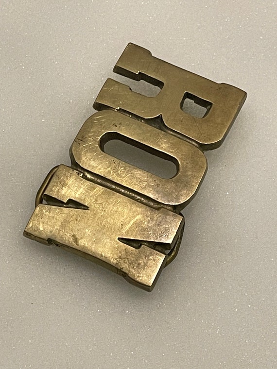 RON Name Solid Brass Metal Belt Buckle Vintage Un… - image 3
