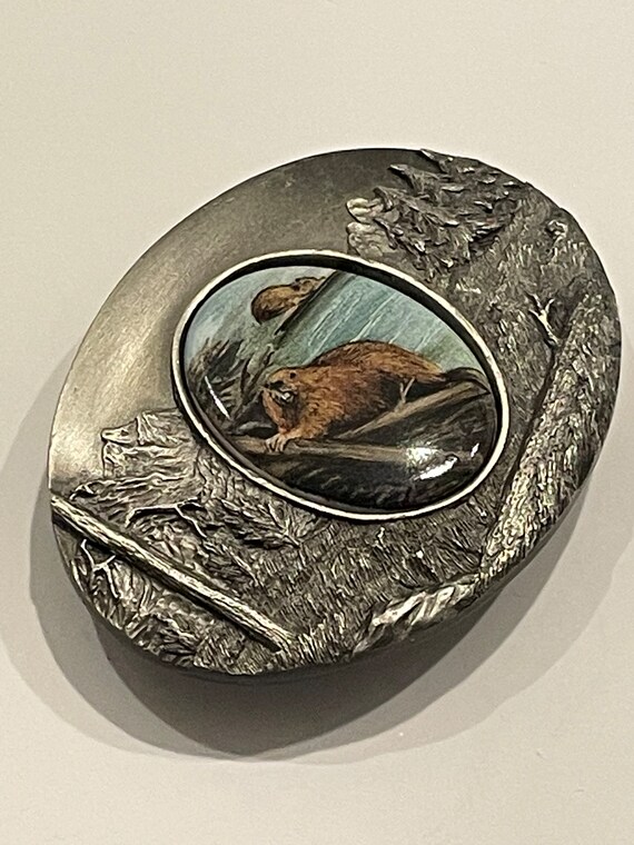 Julie Zsupnik Beaver Porcelain Metal Belt Buckle … - image 3
