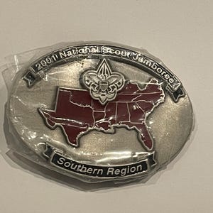 National Scout Jamboree Southern Region Boy Scouts of America Fine Pewter Belt Buckle Vintage Unique Rare