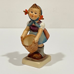 Goebel Little Helper Girl with Basket Porcelain Figurine West Germany Vintage Unique Rare