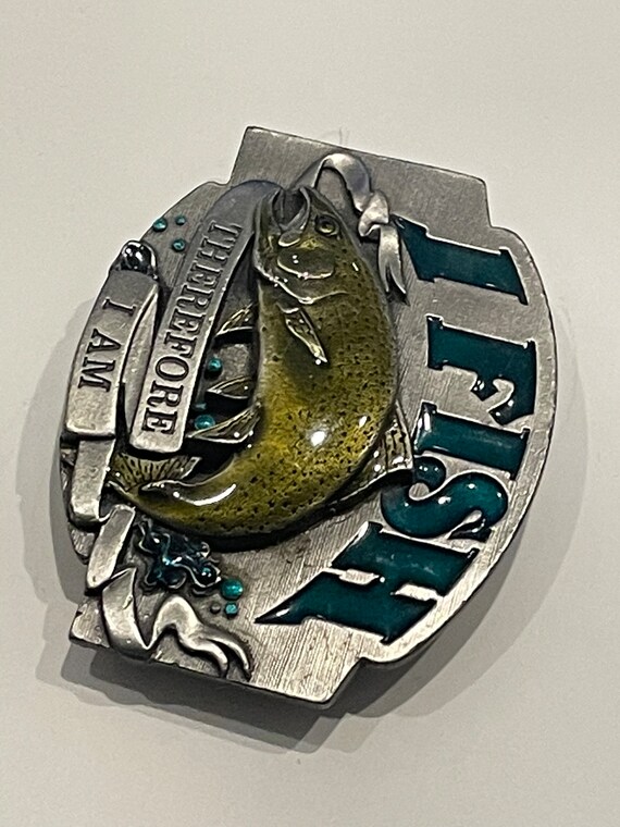 Siskiyou I Fish Therefore I Am Enamel Pewter Belt… - image 3