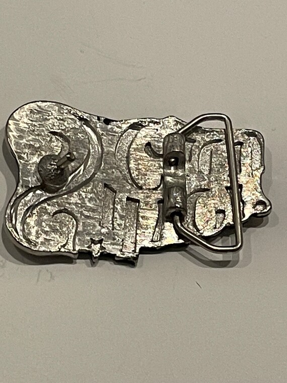 SILVER CITY Silver Tone Metal Belt Buckle Vintage Unique  display picture 3