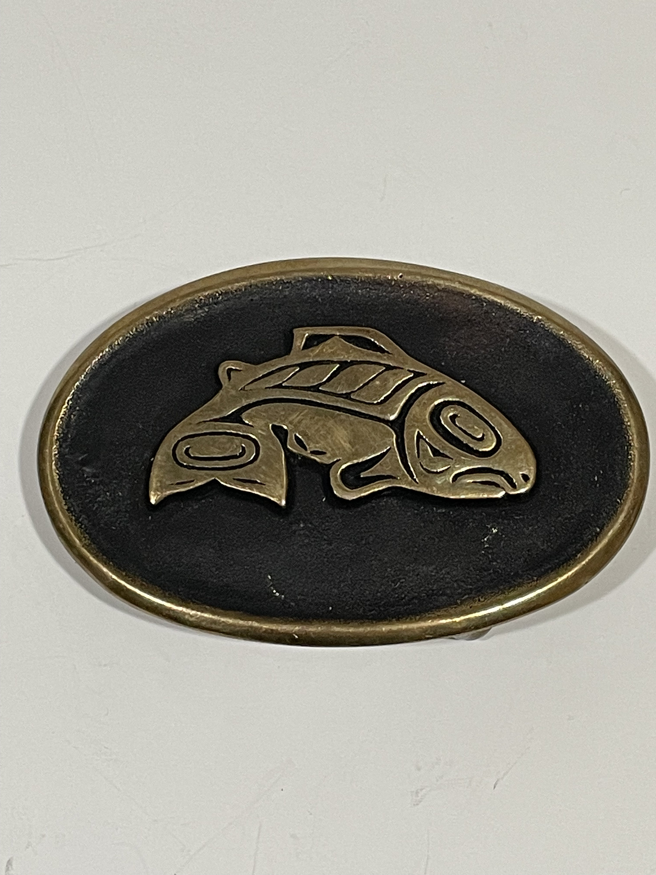 Goldfish Sandcast Hand Finished Solid Bronze Belt Buckle  display picture 2