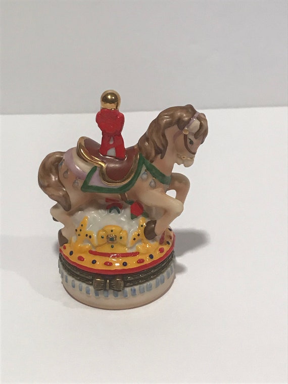 Horse Carousel Porcelain Trinket Box.VINTAGE UNIQ… - image 5