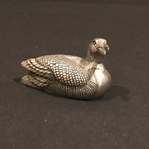B&P Pewter Metal Duck Detailed Figurine VINTAGE Unique Rare