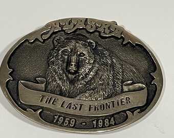 Alaska Bear the Last Frontier 1959-1984 Bronze Belt Buckle Hand Carved by Paula Freed Limited Edition 43/1000 Vintage Unique Rare