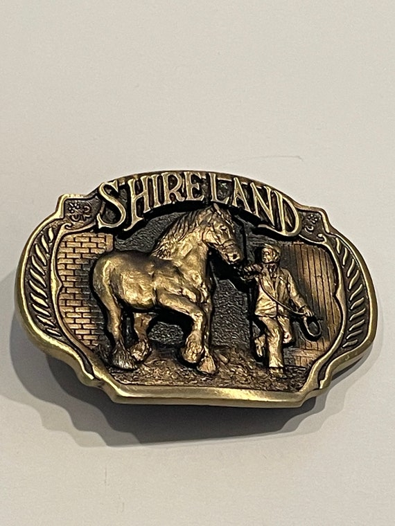 SHIRELAND HORSE Solid Bronze Belt Buckle Vintage U