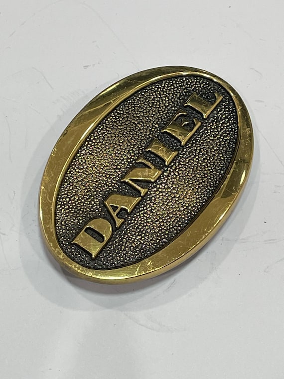 DANIEL Name BTS Solid Brass Belt Buckle 1983 Vint… - image 2
