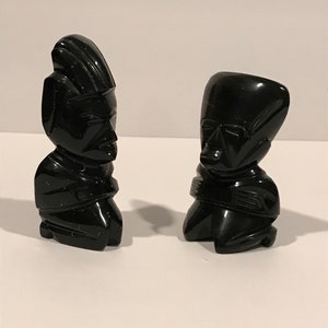 Easter Island Moai Statue Black Stone Bookends VINTAGE UNIQUE RARE
