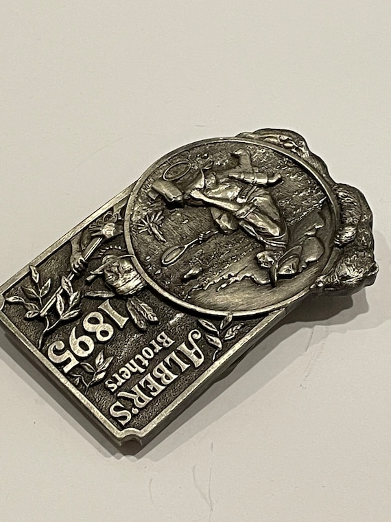 ALBER'S Brothers 1895 Pewter Metal Belt Buckle Si… - image 5