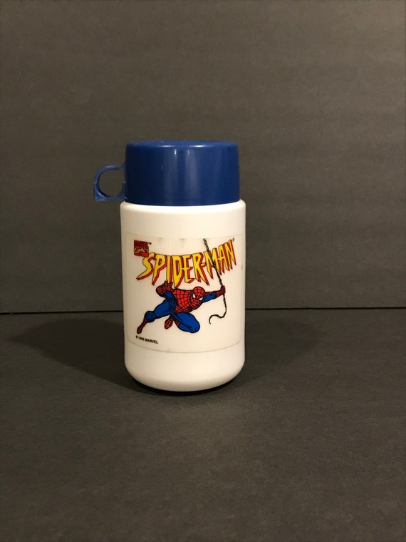 Amazing Spider-man Plastic Thermos Marvel Entertainment 1990.vintage Unique  Rare 