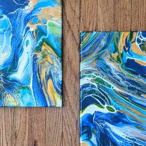 Original Canvas art, abstract art, acrylic pour painting, contemporary art, modern art, set of 2, diptych, wall art, wall decor,