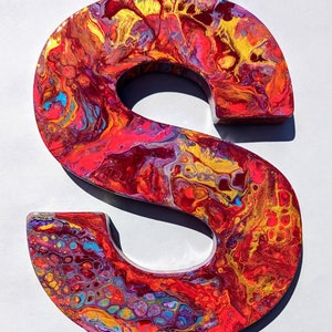 Letras de arte fluidas personalizadas exclusivas, feitas à mão, presente de quarto infantil, parede e decoração de casa, acrílico, monograma, iniciais, alfabeto, presente exclusivo