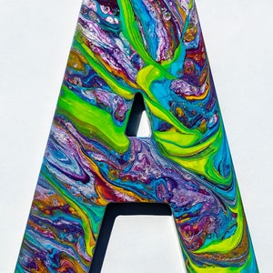 Letras de arte fluido personalizadas únicas hechas a mano habitación de los niños regalo pared y decoración del hogar Acrílico verter monograma iniciales alfabeto regalo único