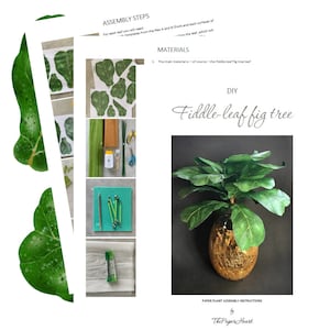 DIY paper Fiddle-leaf Fig tree plant digital kit - printable templates and step by step instructions