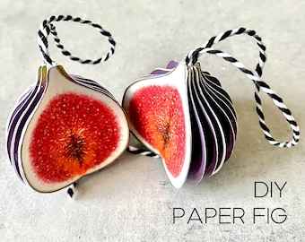 Last minute easy Christmas paper decoration, Vintage style fig ornament, DIY fruit Cricut files