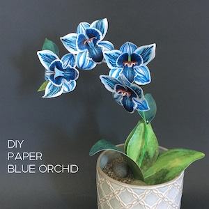 Blue paper orchid templates + tutorial, Faux flower arrangements