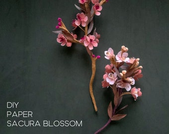 Cherry printable blossom templates and tutorial, Sakura flowers PNG files for Cricut Print then Cut, Romantic spring decoration