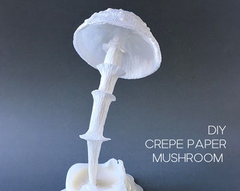 DIY paper Mushroom tutorial, Crepe paper confidence training, Handmade fungi, Home garden decoration, Office desk decoration