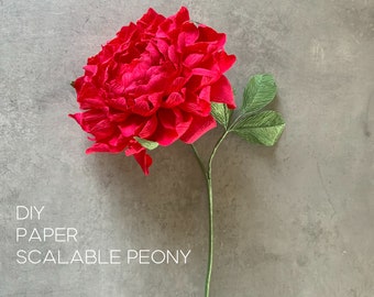 DIY crepe paper Peony scalable flower construction - tutorial + templates