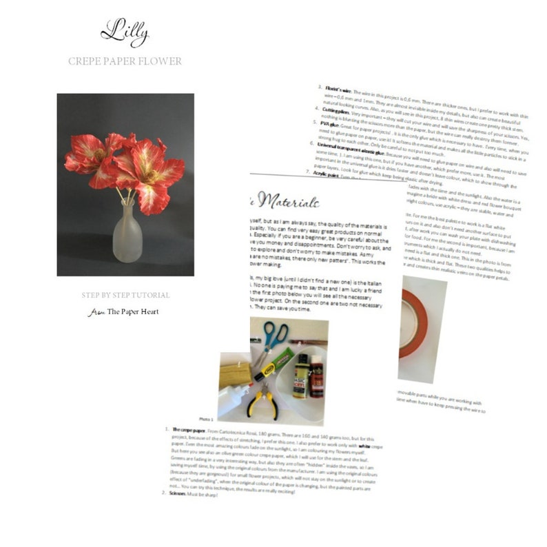 DIY crepe paper Lily printable tutorial