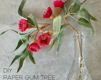 Crepe paper Eucalyptus - templates and tutorial, Flowering Gum tree home decoration