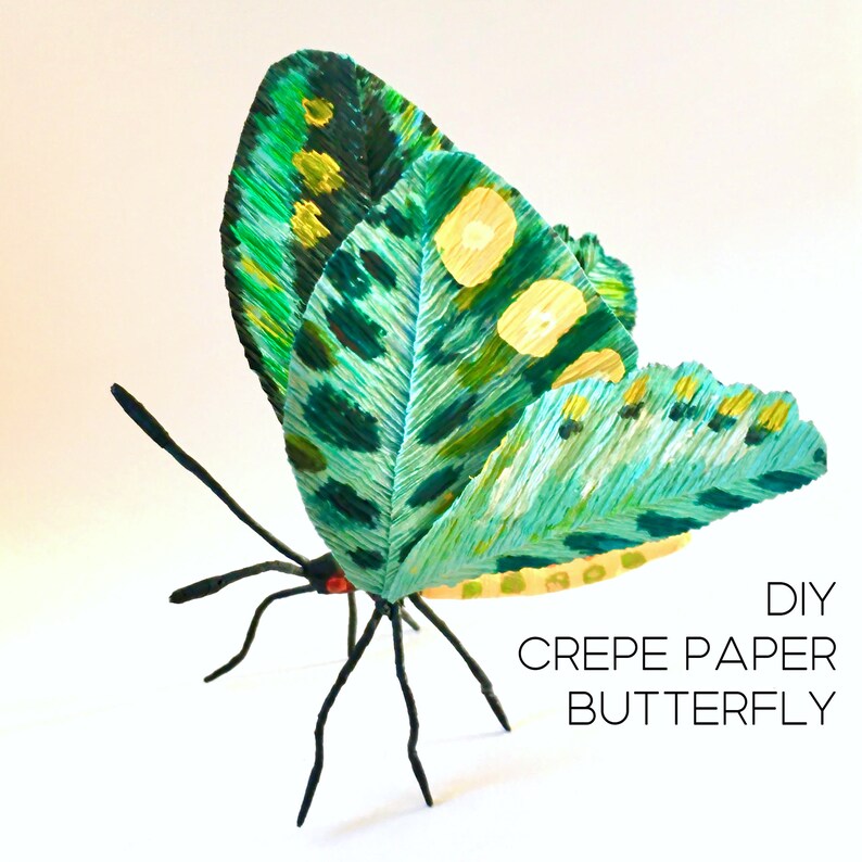 DIY Crepe Paper Butterfly Tutorial Template Etsy
