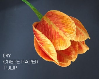 Crepe paper Tulip - tutorial and printable templates