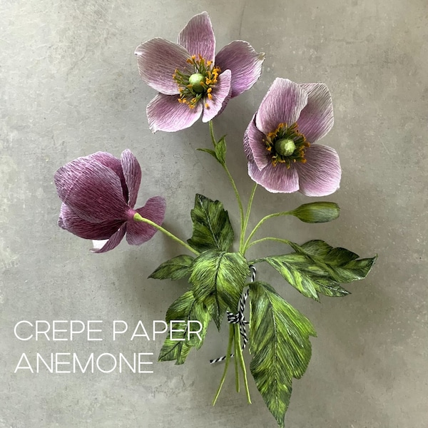 Fleurs d'anémone en papier crépon - tutoriel + modèles, Projet de fleurs inspiré d'un livre, Idée cadeau florale