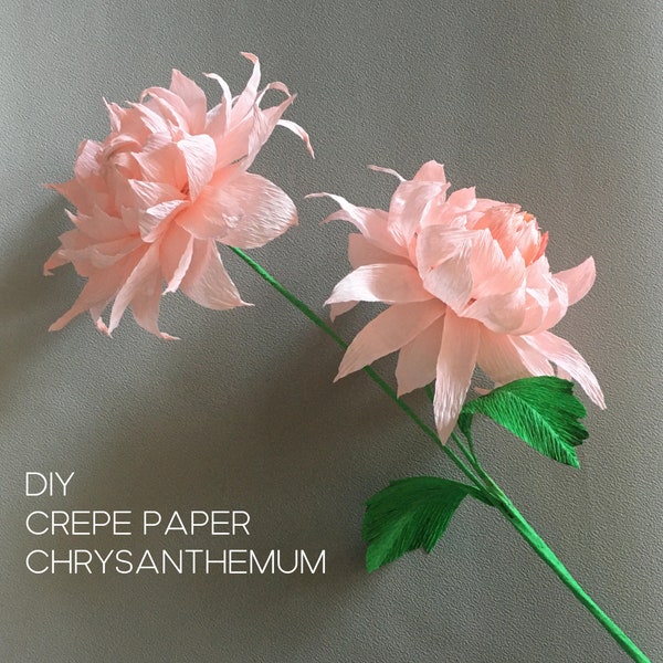Crepe paper Chrysanthemum, Handmade flower DIY tutorial + templates