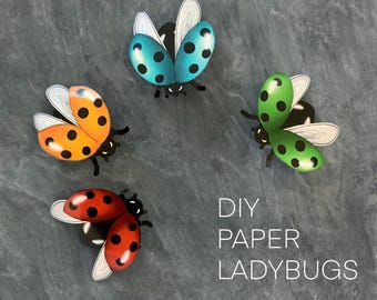 3D Paper Ladybug Templates: Printable Craft, Cricut Files, Assembly instructions (Digital Download)