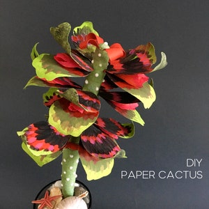 Paper succulent, Paper flower, Fictional plant DIY digital kit - templates + tutorial, Succulent lover gift