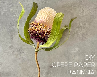 Crepe paper Banksia Protea flower tutorial , Artificial Australian native wildflower home decoration idea