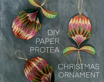 Paper Protea Ornament: Printable 3D Christmas Decoration (Digital Download)